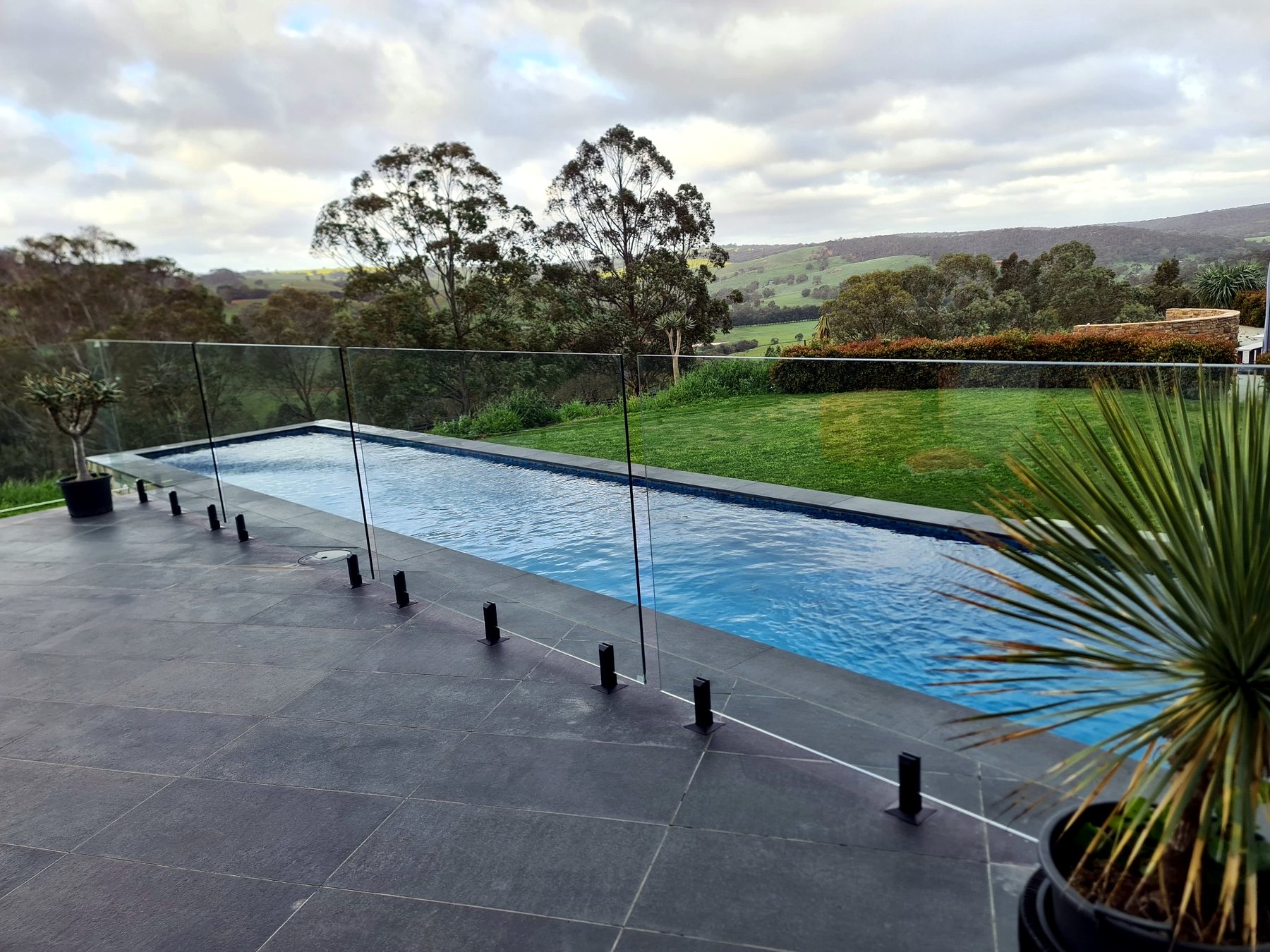 Clean glass pool fence